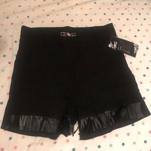 Black fringe shorts